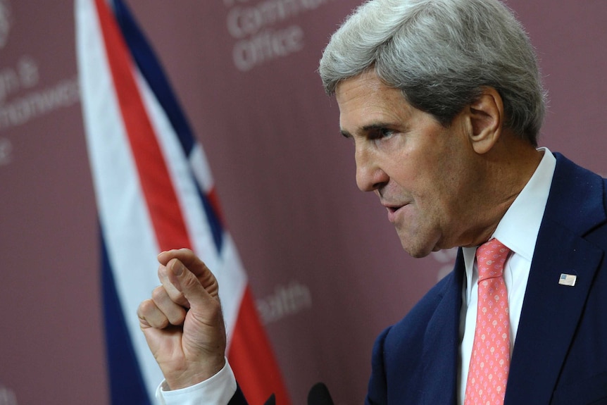 US secretary of state John Kerry challenges the Syrian regime