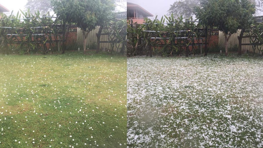 Hail falls in Eight Mile Plains, south of Brisban