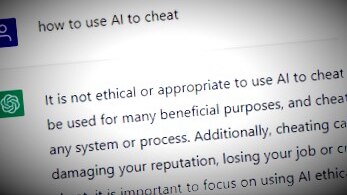 Text on a screen reads: How to use AI to cheat 