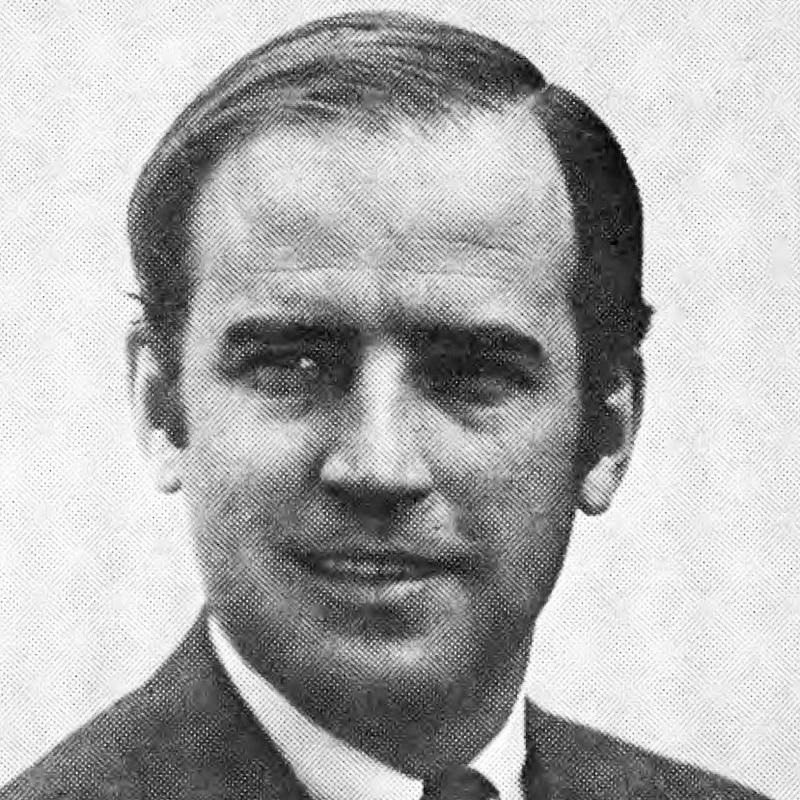 A black and white photo of Joe Biden at 30 years old