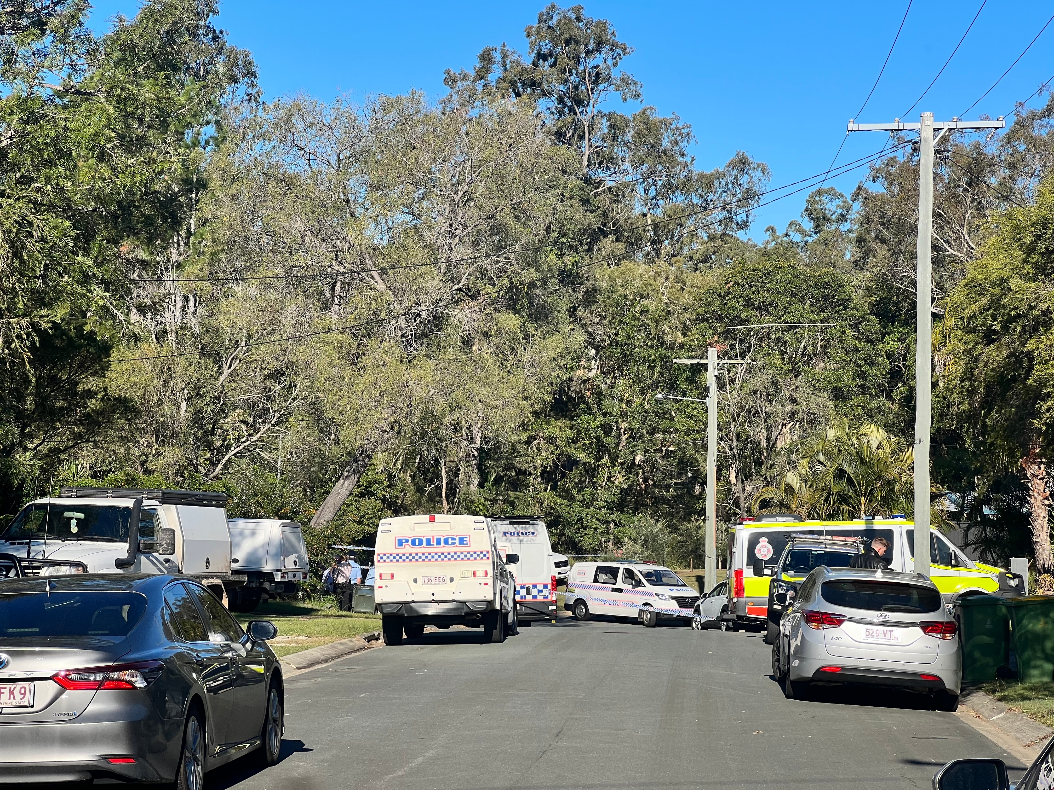 Police and ambulance vehicles gather in Bray Park