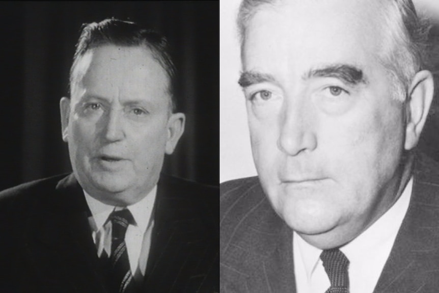 A composite image of Former prime ministers Francis Forde and Robert Menzies