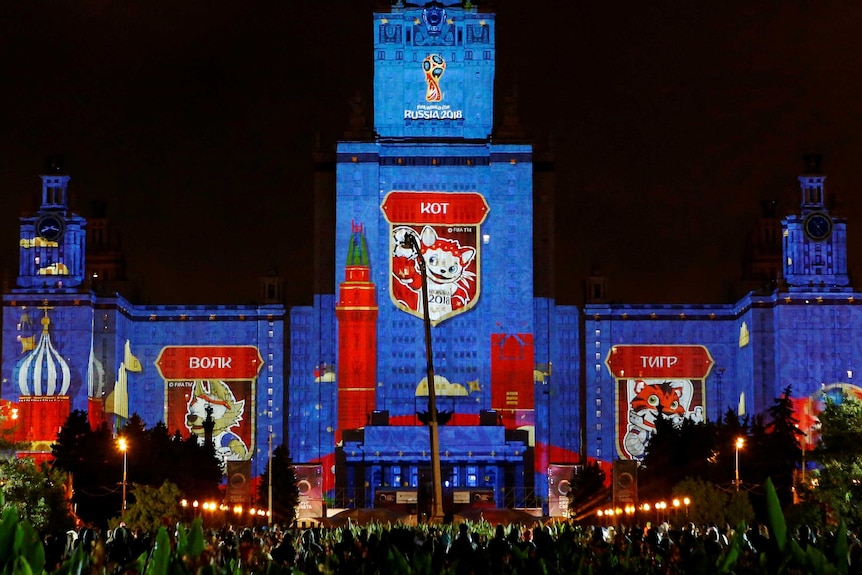 A light instillation promotes the 2018 World Cup in Moscow