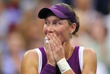 A stunned Samantha Stosur after winning the US Open