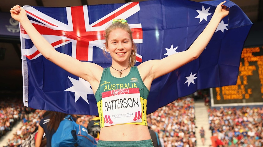 Patterson celebrates after high jump gold