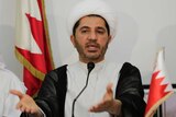 A picture of Sheikh Ali Salman, leader of the main Shiite opposition group Al-Wefaq, speaking in 2014.