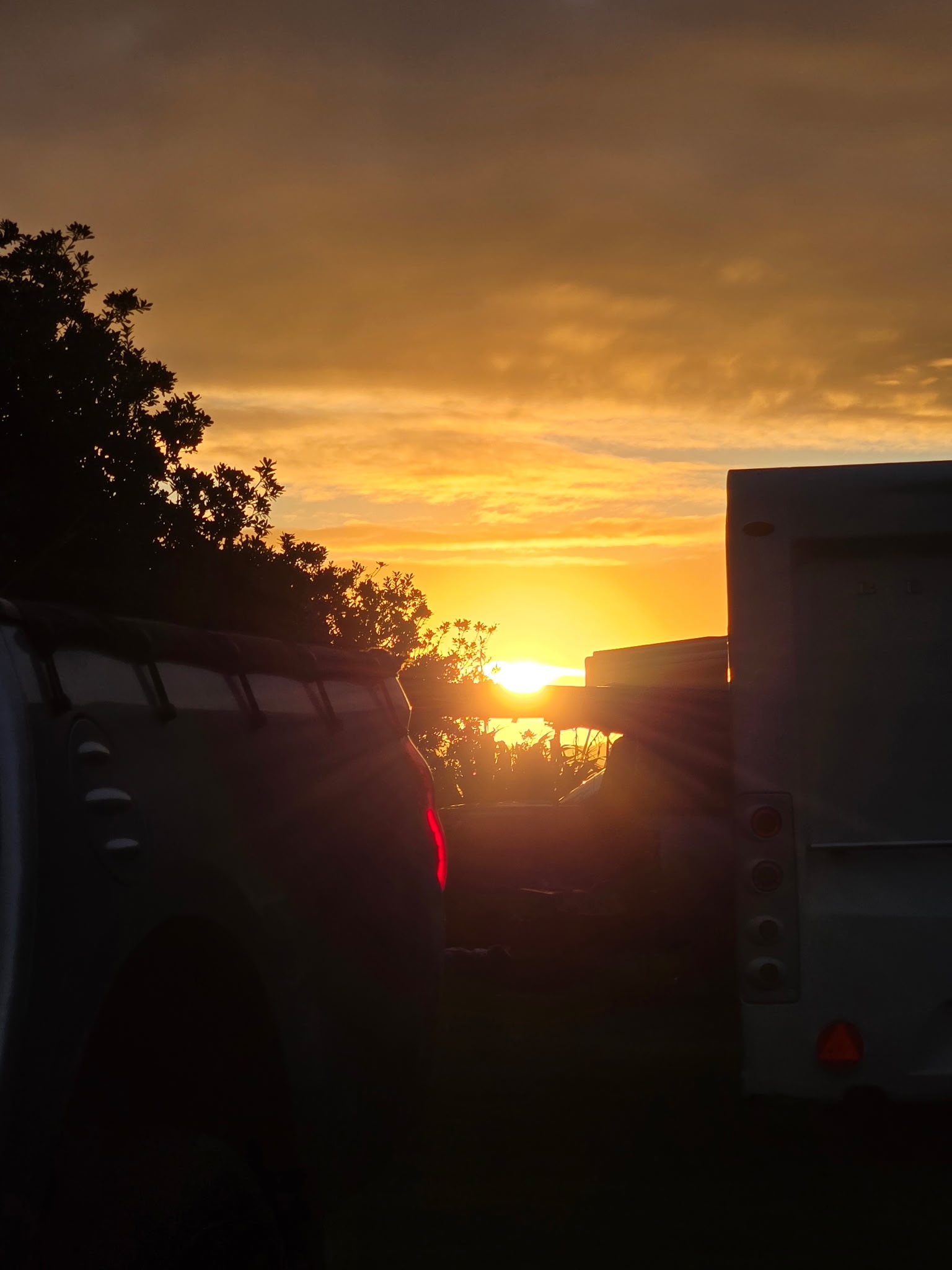A landscape at sunset.
