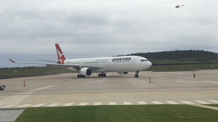 Qantas plane at Wellcamp Airport at Toowoomba