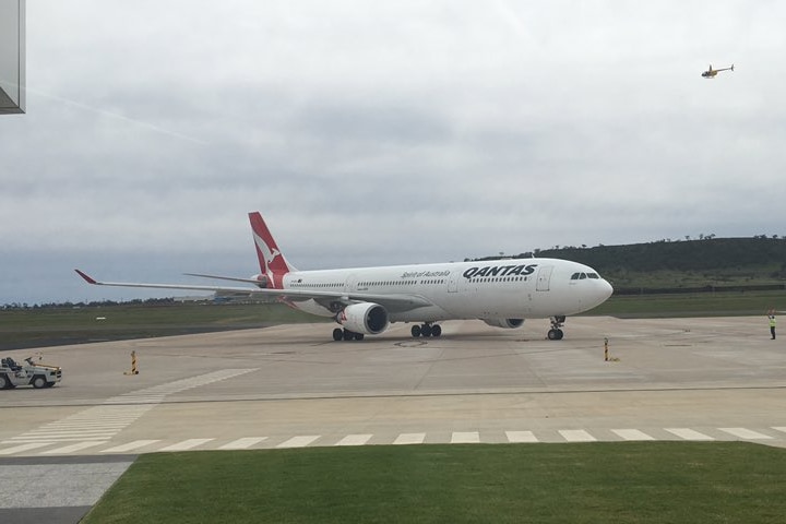 Qantas plane at Wellcamp Airport at Toowoomba