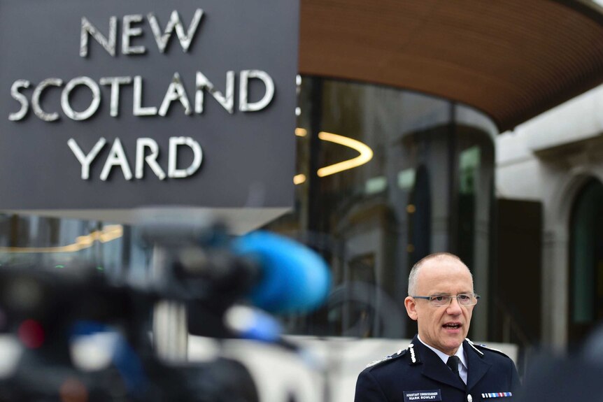 Metropolitan Police counterterrorism chief Mark Rowley speaks to the media in London.
