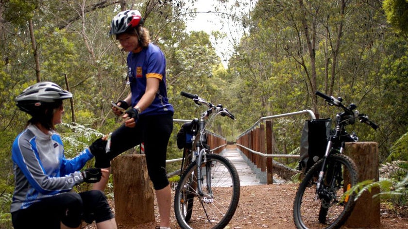 Having a break on the Munda Biddi cycle trail in WA's south-west