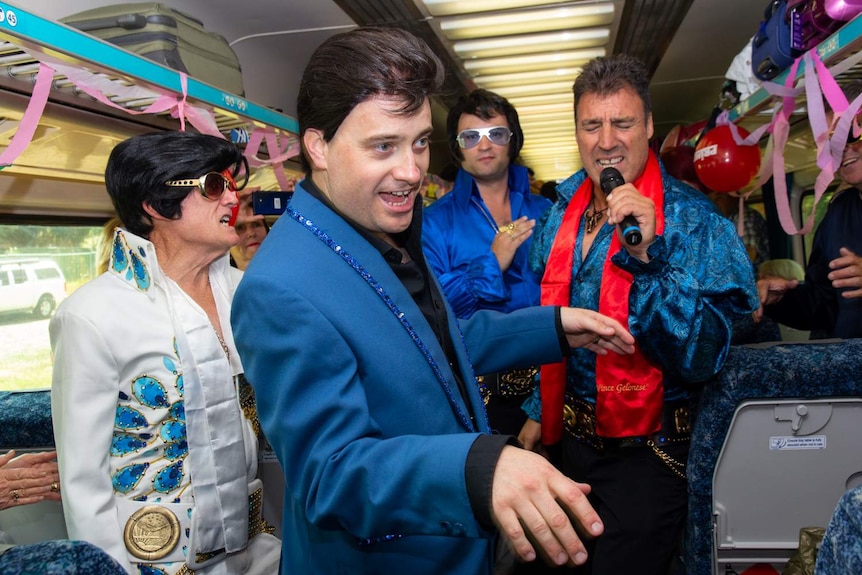 Elvises on a train