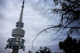 Telstra Tower on an overcast day.