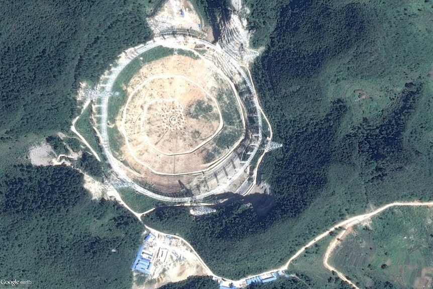 The 500-metre Aperture Spherical Radio Telescope while under construction on September 21, 2014.