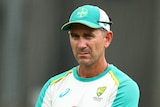 Justin Langer looks on during an Australian Ashes squad practice session