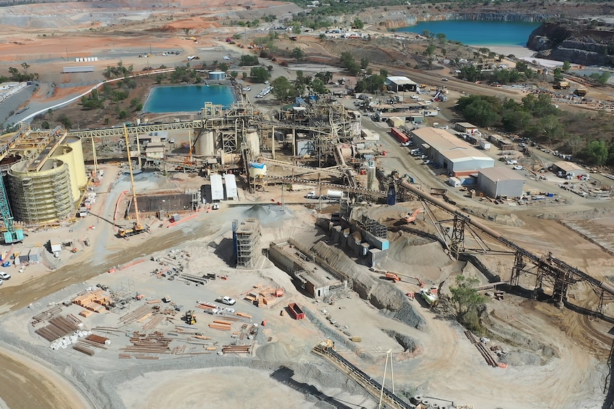 A high angle shot of a mine processing plant.