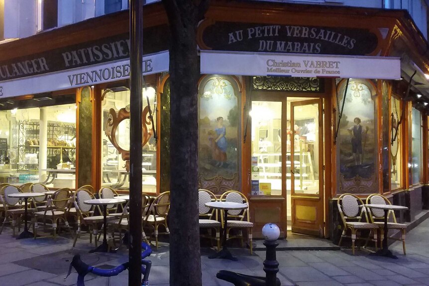 An empty bakery in Paris.