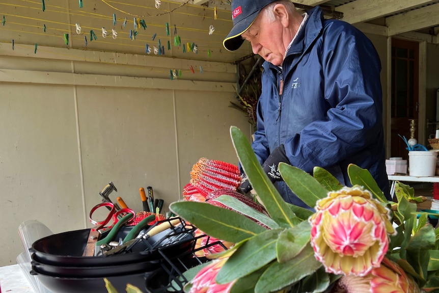 Jimmy working on flowers