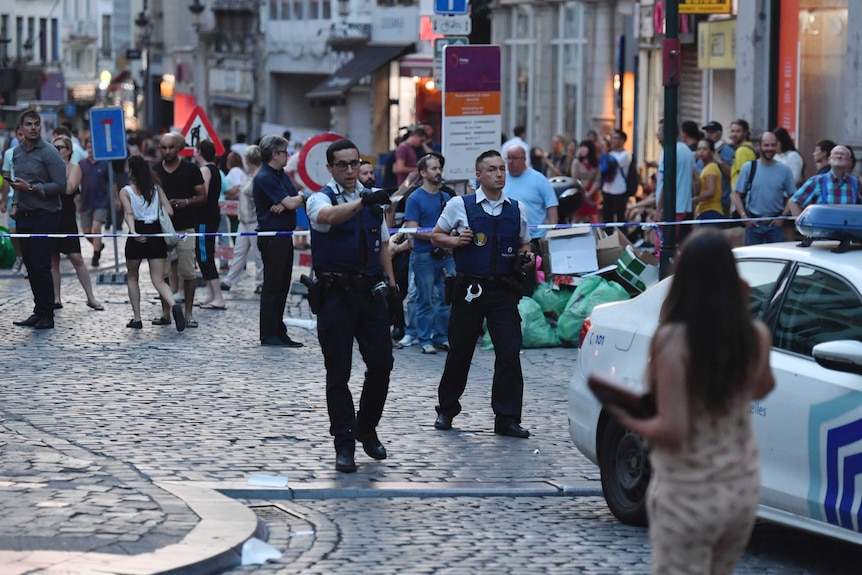 Police evacuate people in Brussels