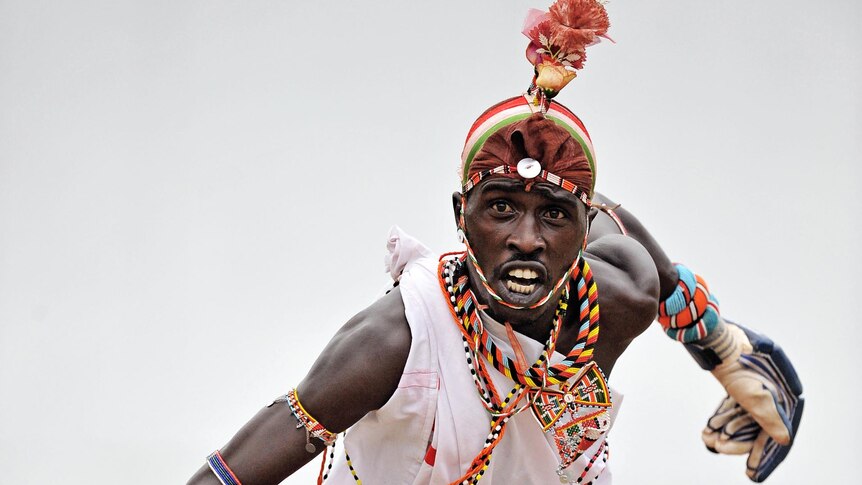 A Maasai Warrior batsman embarks on a run.