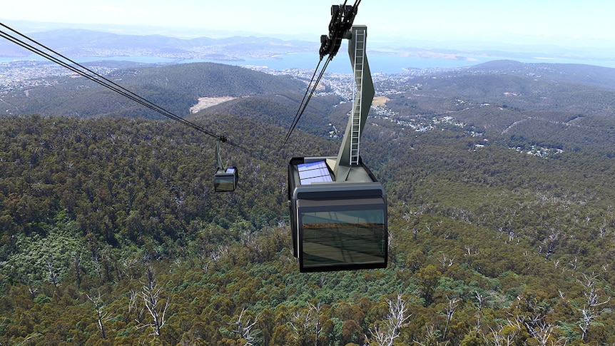 An artist impression of Mount Wellington cable car.