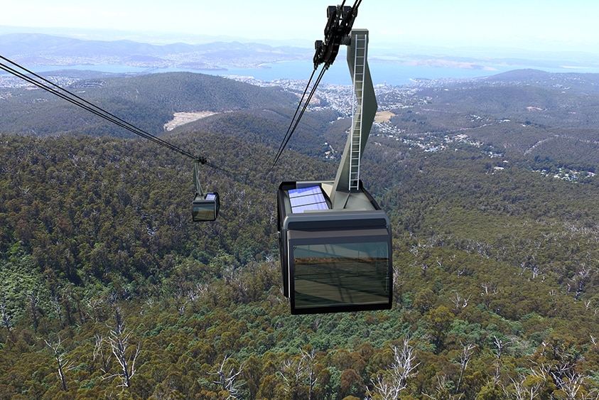 An artist impression of Mount Wellington cable car.