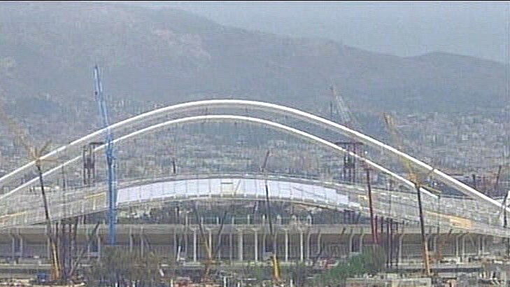 The roof over Athens' Olympic stadium