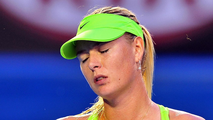 Maria Sharapova reacts during the Australian Open final against Victoria Azarenka.