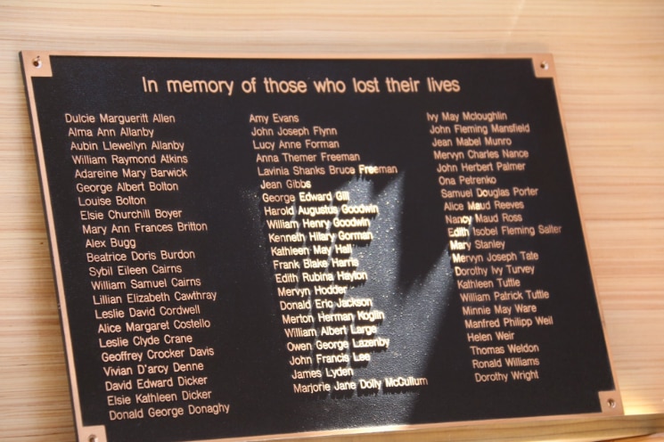 A new plaque with the names of all those who lost their lives in the 1967 'Black Tuesday' bushfires in Tasmania.