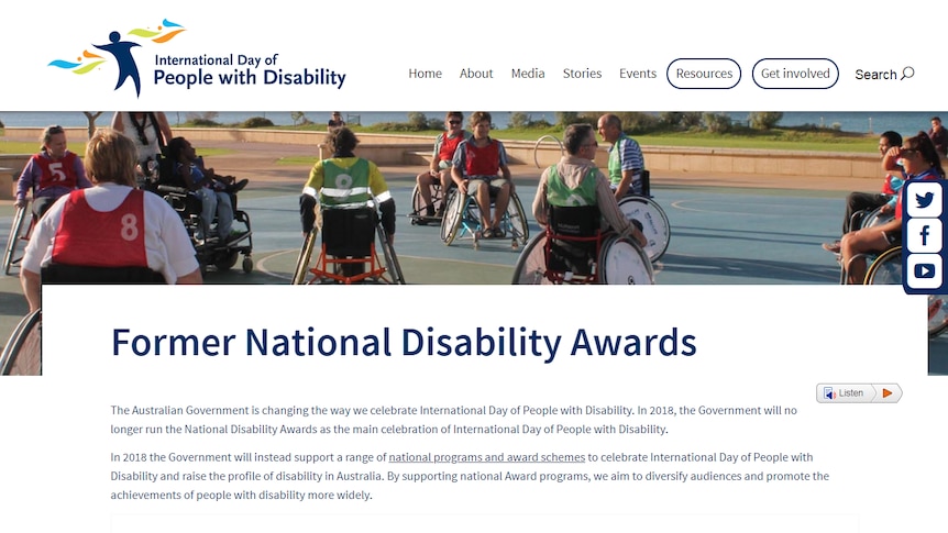 Former National Disability Awards website