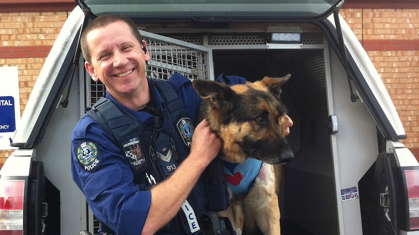 Handler with police dog Koda