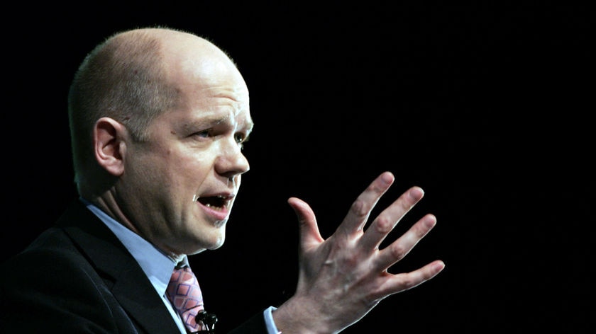 William Hague speaks at the Conservative party spring conference.