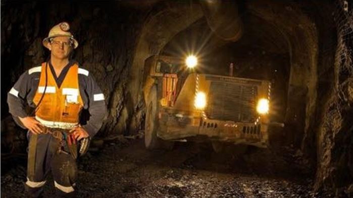 A worker underground at the Frog's Leg gold mine near Kalgoorlie-Boulder in Western Australia.