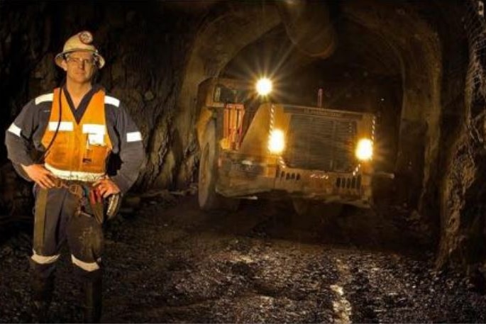 A worker underground at the Frog's Leg gold mine near Kalgoorlie-Boulder in Western Australia.