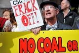 A coal seam gas protest at a Sydney hotel