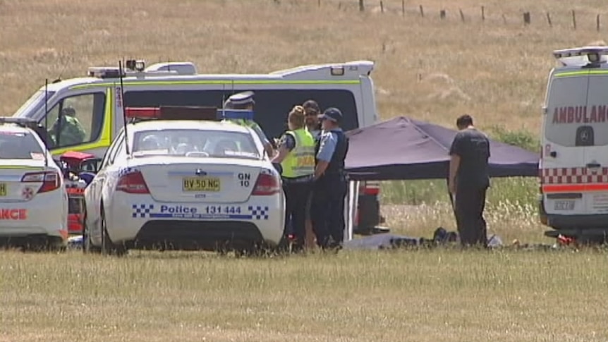 Scene of a skydiving accident at Goulburn Airport