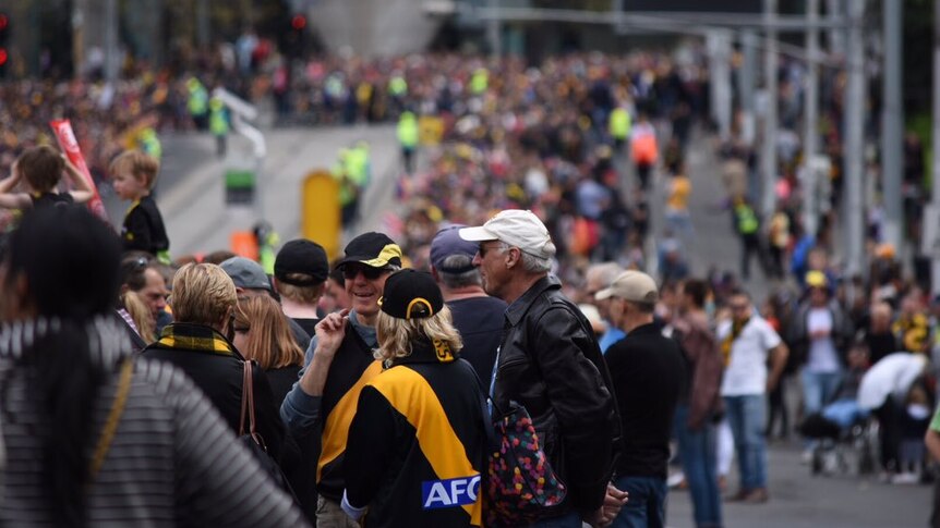 AFL fans at the Grand Final Parade in Melbourne