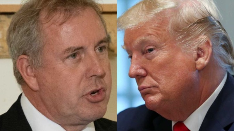 A composite image of British ambassador Kim Darroch and US President Donald Trump.