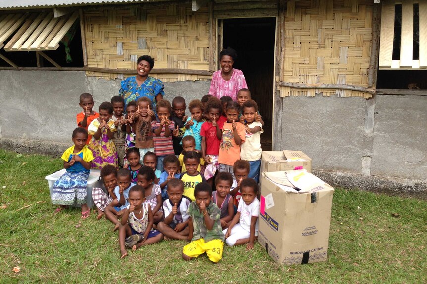 Children outside Epi Island kindergarten in 2013