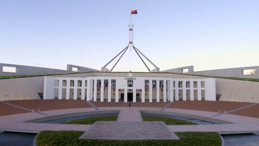 An aerial view of Parliament house.