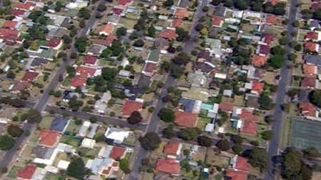 Aerial shot of houses in Australia