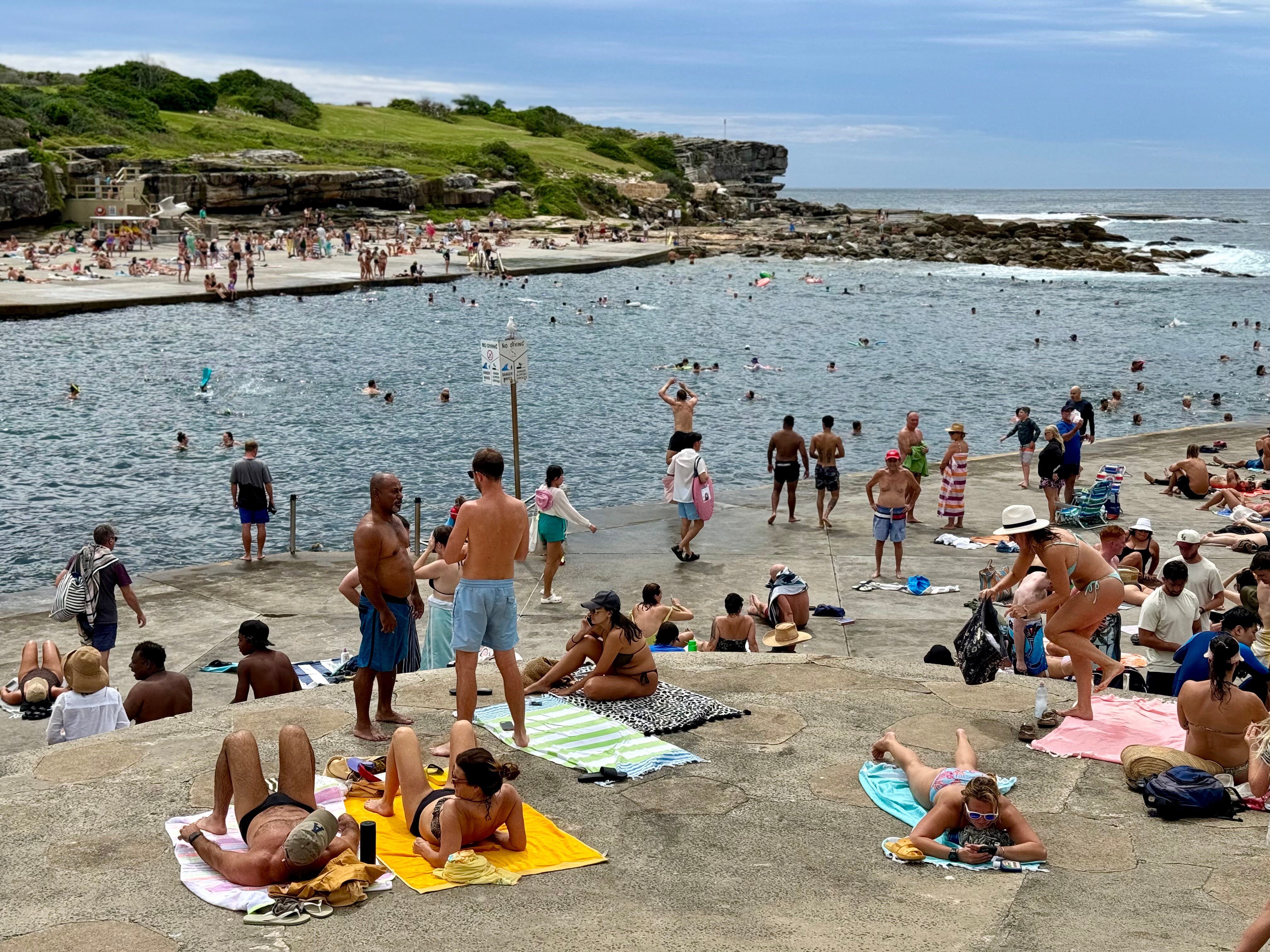 Group of people lying on towels