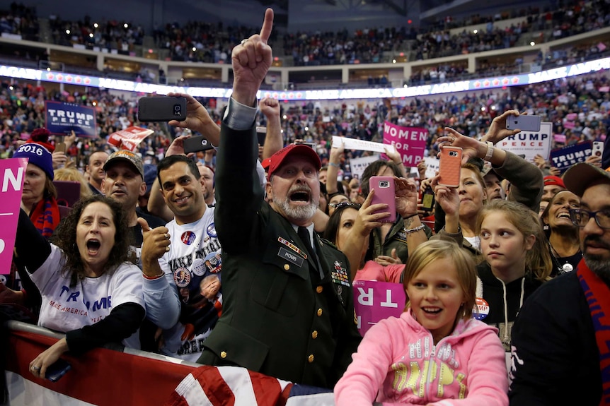 Supporters cheer for Republican presidential nominee Donald Trump