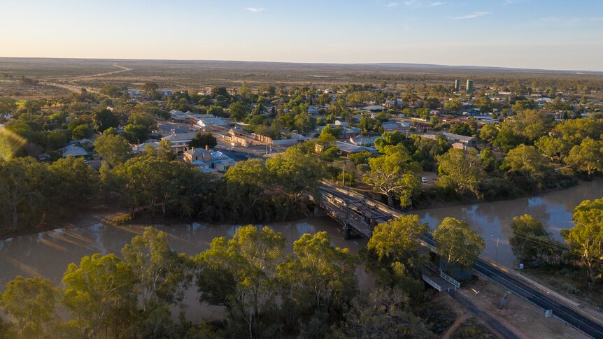 A bush town pictured from the air