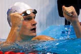 Yannick Agnel celebrates winning the men's 200m freestyle final at the London 2012 Olympic Games.