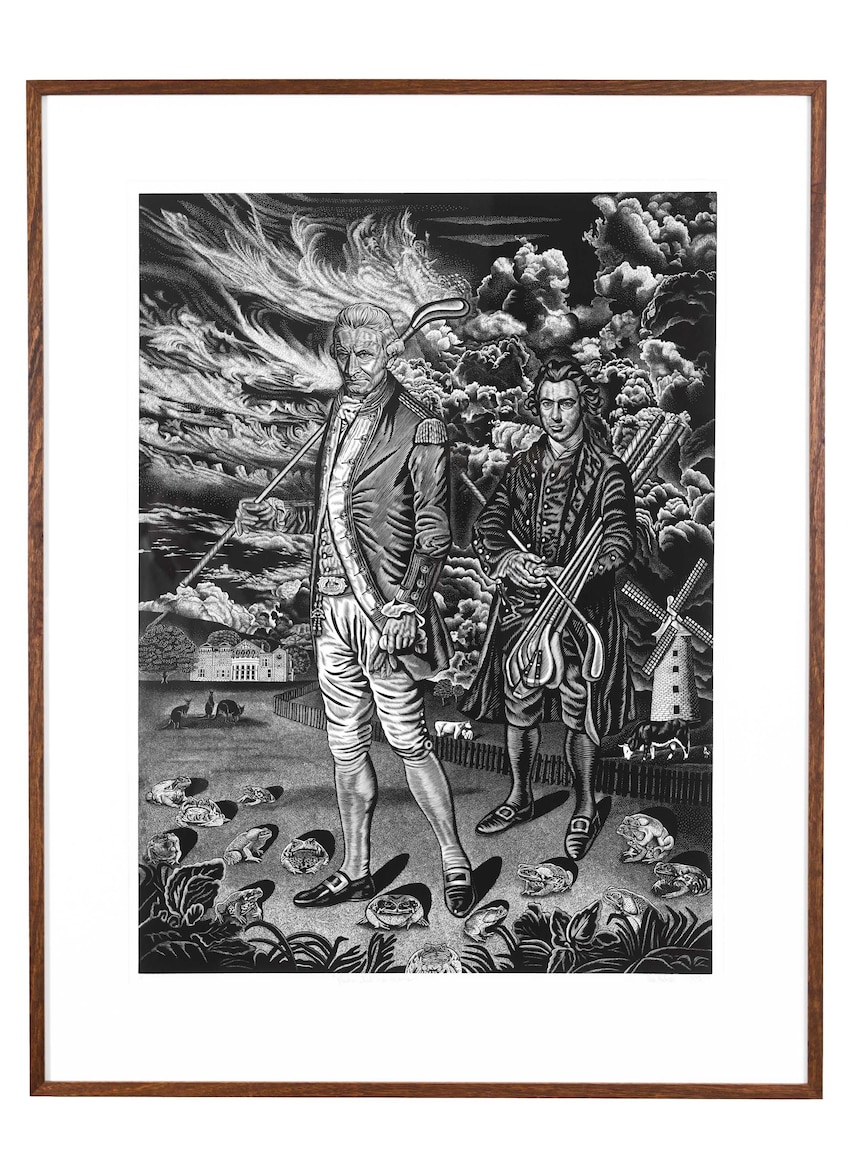 New South Wales artist Rew Hanks' lino cut won the print making section of the 2014 City of Hobart art prize.
