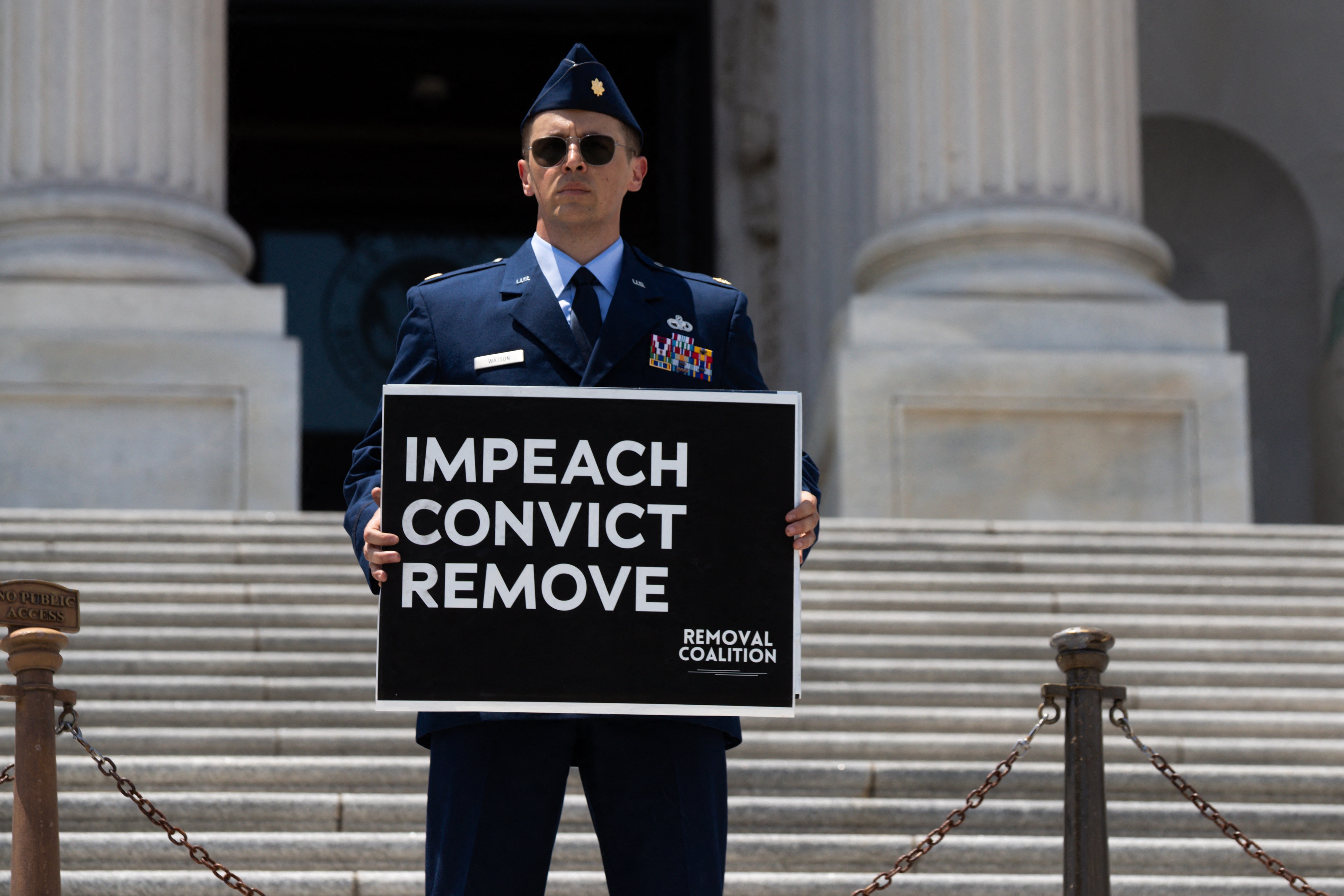 US Air Force officer faces jail for Trump administration protest