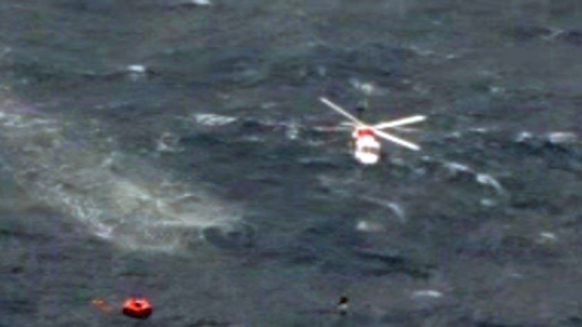 RAAF helicopter rescues men from life raft off Esperance