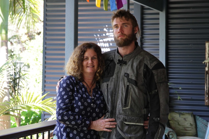 Lou O'Neill standing next to her son, Taylor Latimer.