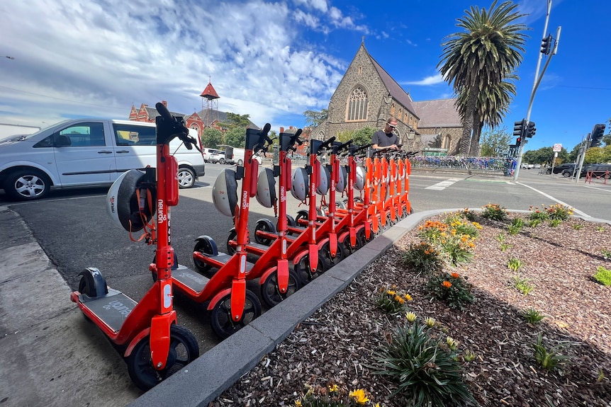 A row of scooters on a Ballarat street